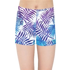 Blue Tropical Leaves Kids  Sports Shorts by goljakoff