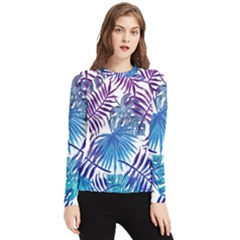 Blue Tropical Leaves Women s Long Sleeve Rash Guard by goljakoff