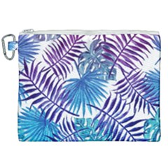 Blue Tropical Leaves Canvas Cosmetic Bag (xxl) by goljakoff