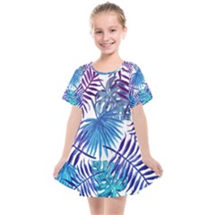 Blue Tropical Leaves Kids  Smock Dress by goljakoff