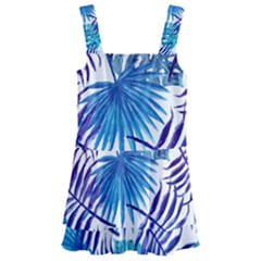 Blue Tropical Leaves Kids  Layered Skirt Swimsuit by goljakoff