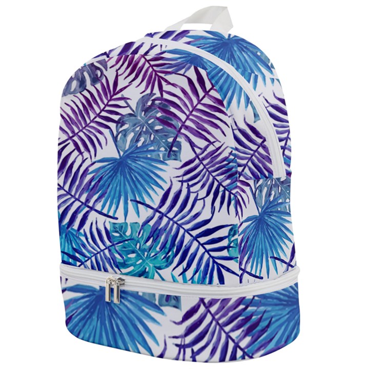 Blue tropical leaves Zip Bottom Backpack