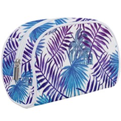 Blue Tropical Leaves Makeup Case (large) by goljakoff