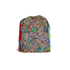 Pop Art - Spirals World 1 Drawstring Pouch (medium) by EDDArt