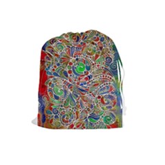 Pop Art - Spirals World 1 Drawstring Pouch (large) by EDDArt