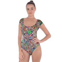 Pop Art - Spirals World 1 Short Sleeve Leotard  by EDDArt