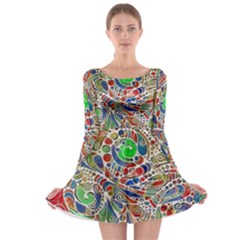 Pop Art - Spirals World 1 Long Sleeve Skater Dress by EDDArt