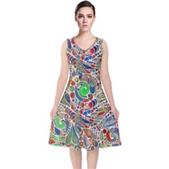 Pop Art - Spirals World 1 V-neck Midi Sleeveless Dress  by EDDArt