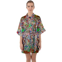 Pop Art - Spirals World 1 Half Sleeve Satin Kimono  by EDDArt