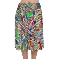 Pop Art - Spirals World 1 Velvet Flared Midi Skirt by EDDArt