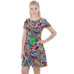 Pop Art - Spirals World 1 Cap Sleeve Velour Dress 