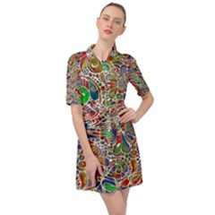 Pop Art - Spirals World 1 Belted Shirt Dress by EDDArt