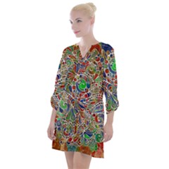 Pop Art - Spirals World 1 Open Neck Shift Dress by EDDArt