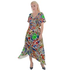 Pop Art - Spirals World 1 Cross Front Sharkbite Hem Maxi Dress by EDDArt