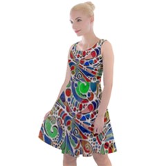 Pop Art - Spirals World 1 Knee Length Skater Dress by EDDArt