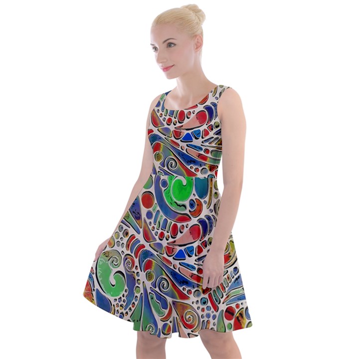 Pop Art - Spirals World 1 Knee Length Skater Dress