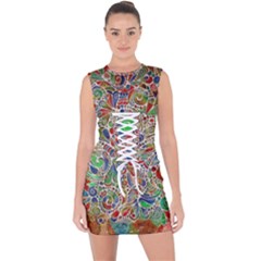 Pop Art - Spirals World 1 Lace Up Front Bodycon Dress by EDDArt