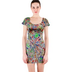 Pop Art - Spirals World 1 Short Sleeve Bodycon Dress by EDDArt