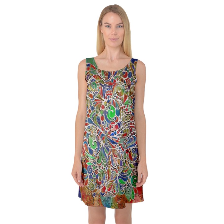 Pop Art - Spirals World 1 Sleeveless Satin Nightdress