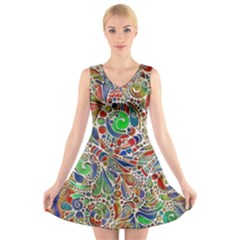 Pop Art - Spirals World 1 V-neck Sleeveless Dress by EDDArt