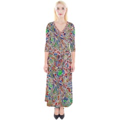 Pop Art - Spirals World 1 Quarter Sleeve Wrap Maxi Dress