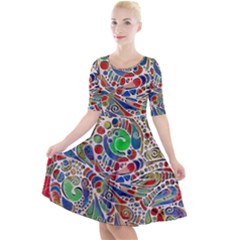 Pop Art - Spirals World 1 Quarter Sleeve A-line Dress by EDDArt