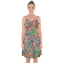 Pop Art - Spirals World 1 Ruffle Detail Chiffon Dress by EDDArt