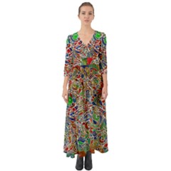 Pop Art - Spirals World 1 Button Up Boho Maxi Dress