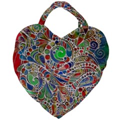 Pop Art - Spirals World 1 Giant Heart Shaped Tote by EDDArt