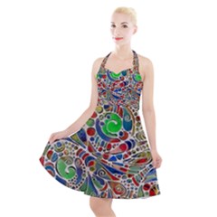 Pop Art - Spirals World 1 Halter Party Swing Dress  by EDDArt