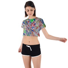 Pop Art - Spirals World 1 Tie Back Short Sleeve Crop Tee by EDDArt