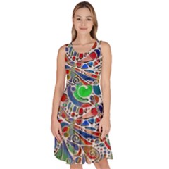 Pop Art - Spirals World 1 Knee Length Skater Dress With Pockets by EDDArt