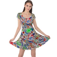 Pop Art - Spirals World 1 Cap Sleeve Dress by EDDArt