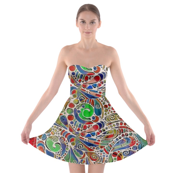 Pop Art - Spirals World 1 Strapless Bra Top Dress