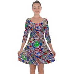 Pop Art - Spirals World 1 Quarter Sleeve Skater Dress by EDDArt