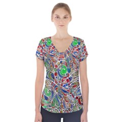 Pop Art - Spirals World 1 Short Sleeve Front Detail Top