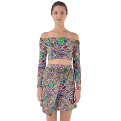 Pop Art - Spirals World 1 Off Shoulder Top With Skirt Set by EDDArt