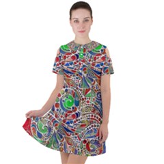 Pop Art - Spirals World 1 Short Sleeve Shoulder Cut Out Dress  by EDDArt