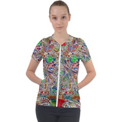 Pop Art - Spirals World 1 Short Sleeve Zip Up Jacket by EDDArt