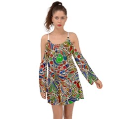 Pop Art - Spirals World 1 Kimono Sleeves Boho Dress by EDDArt