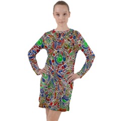 Pop Art - Spirals World 1 Long Sleeve Hoodie Dress