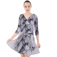 Custom Horse Quarter Sleeve Front Wrap Dress by HermanTelo