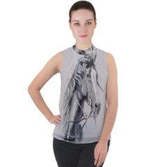 Custom Horse Mock Neck Chiffon Sleeveless Top by HermanTelo