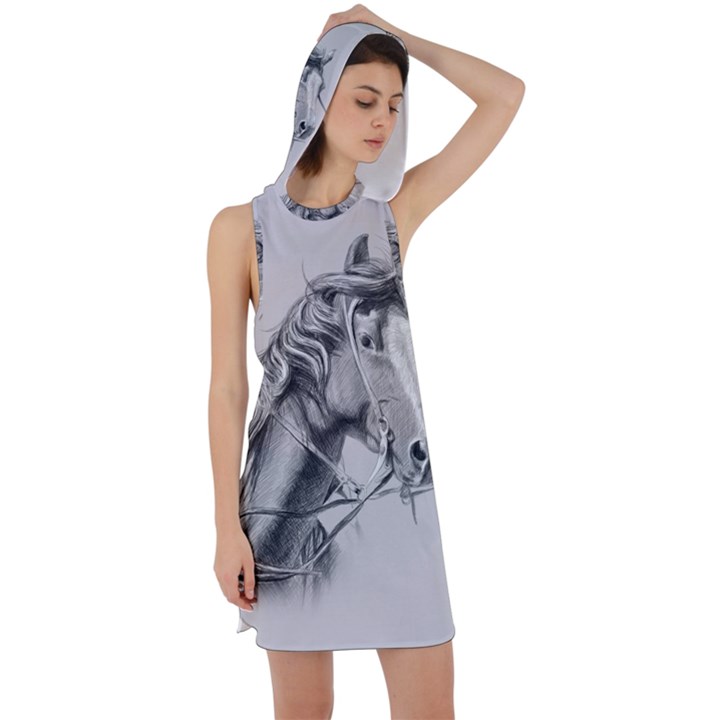 Custom Horse Racer Back Hoodie Dress