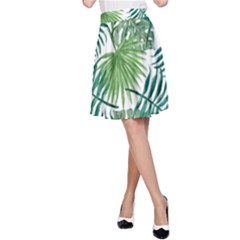 Green Tropical Leaves A-line Skirt by goljakoff