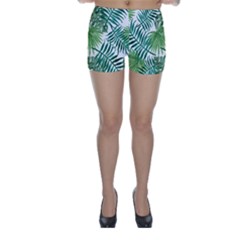 Green Tropical Leaves Skinny Shorts by goljakoff