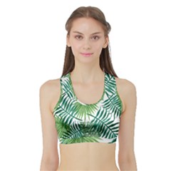 Green Tropical Leaves Sports Bra With Border by goljakoff