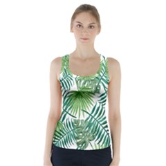 Green Tropical Leaves Racer Back Sports Top by goljakoff