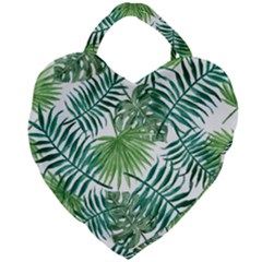 Green Tropical Leaves Giant Heart Shaped Tote by goljakoff