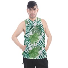 Green Tropical Leaves Men s Sleeveless Hoodie by goljakoff